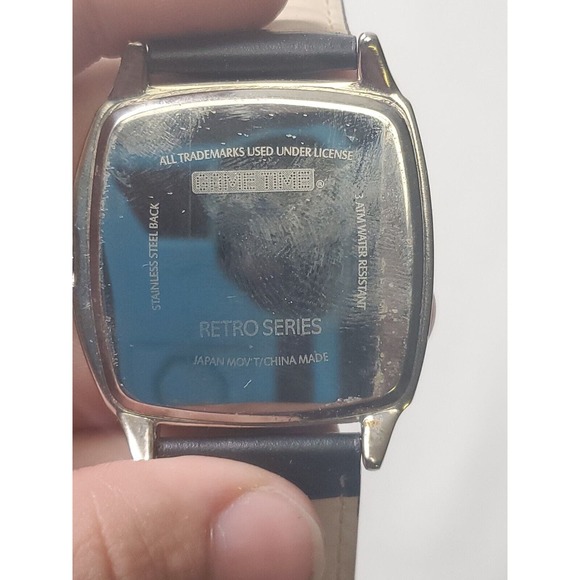 kansas jayhawks Game Time Retro Series Silver Tone Square Case Black Band Watch - Picture 5 of 7